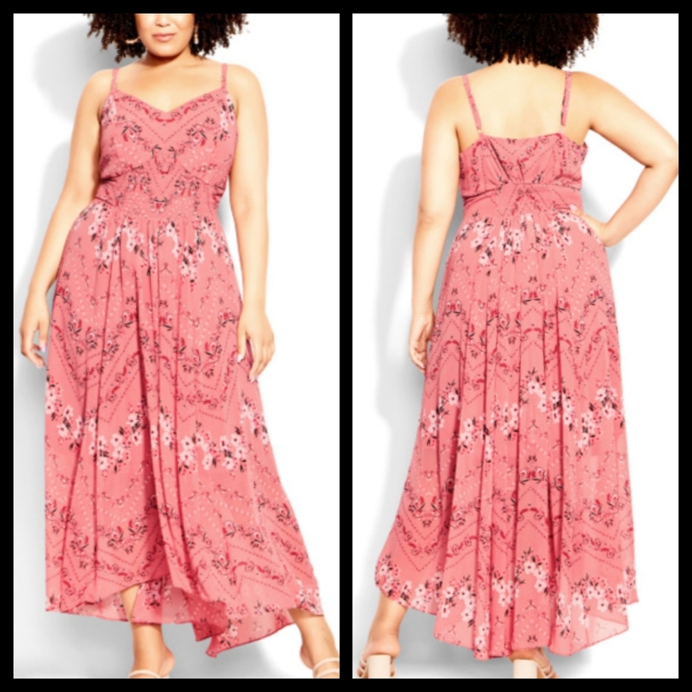 City Chic Boho Pink Maxi Dress 16 NWT